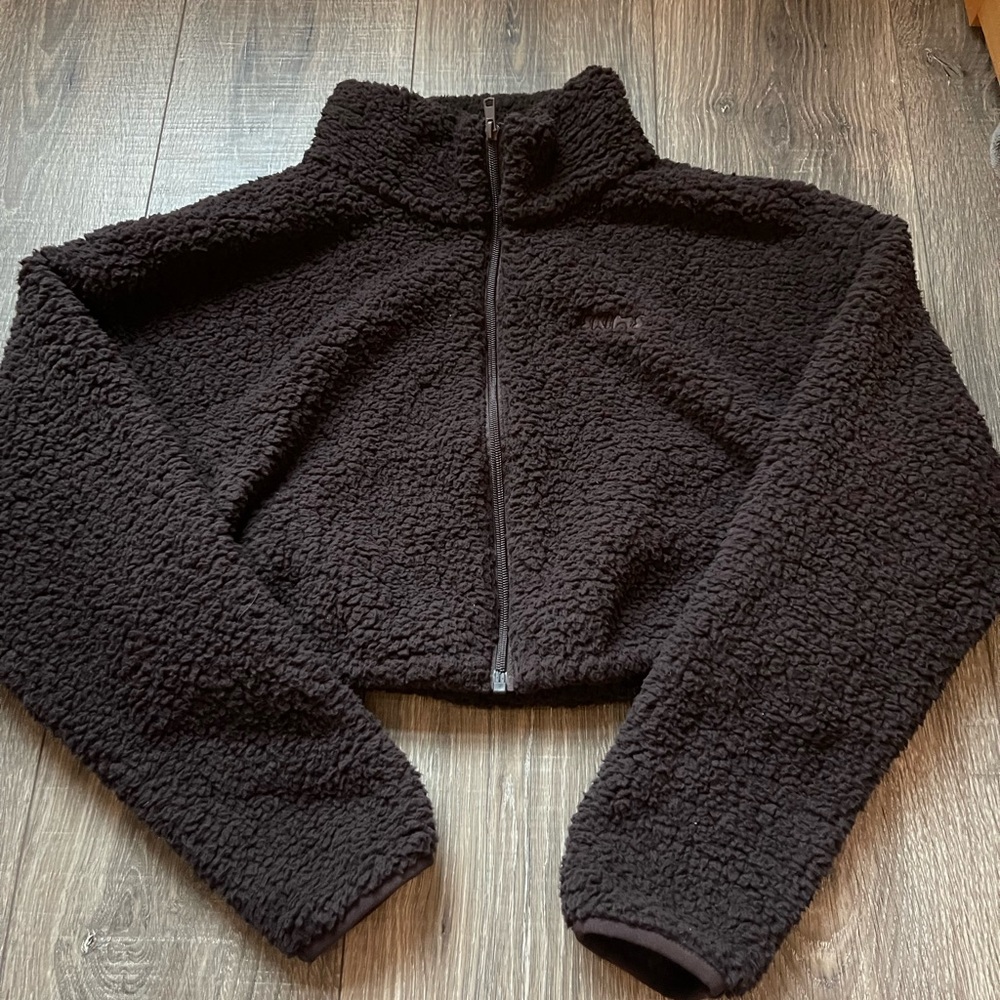Skims cropped teddy jacket